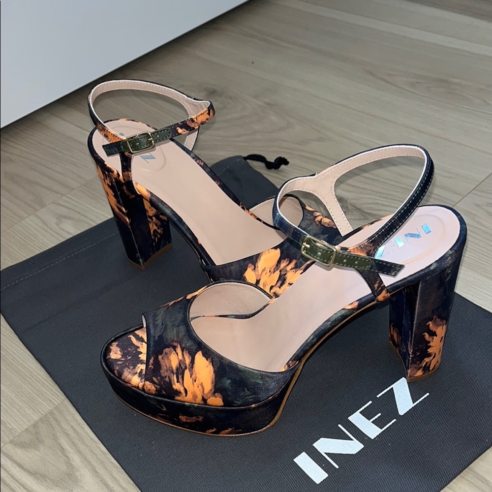 INEZ Black and Orange Heels
